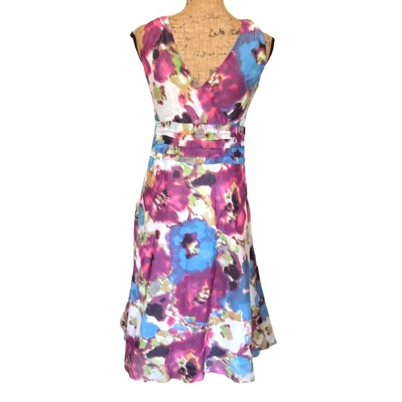 Pepperberry Floral Fit and Flare Dress Spring Feminine Cotton Silk Size 10 Curvy - Picture 4 of 6